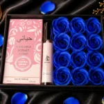 Box Roses Bleues, Parfum Luxuria et Lip Glow Rose Claire