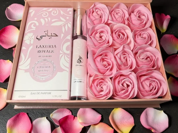 Box Roses Roses, Parfum Luxuria et Lip Glow Rose Claire