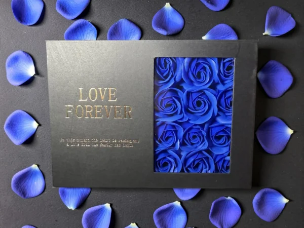 Box Roses Bleues, Parfum Luxuria et Lip Glow Rose Foncé